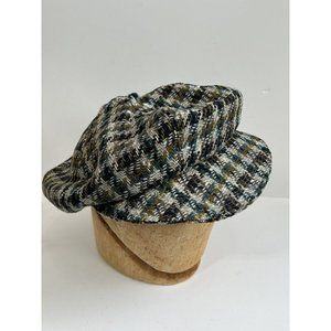 Laurel wool hat cabbie plaid green blue cream
